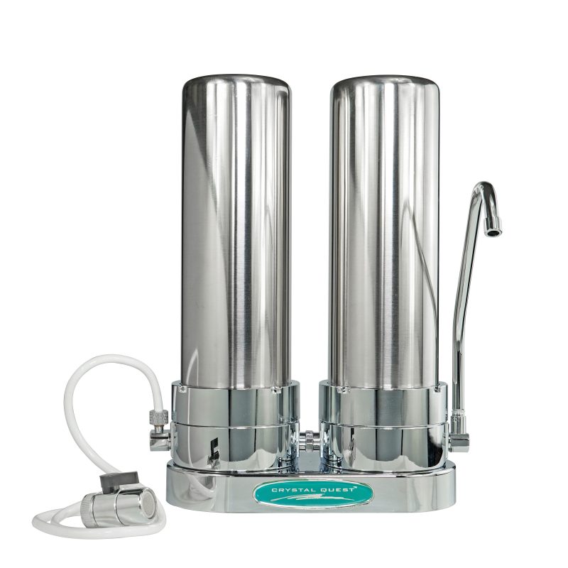 Double / Stainless Steel Alkaline Countertop Water Filter System - Countertop Water Filters - Crystal Quest