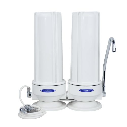 Double / White (Polypropylene) Alkaline Countertop Water Filter System - Countertop Water Filters - Crystal Quest