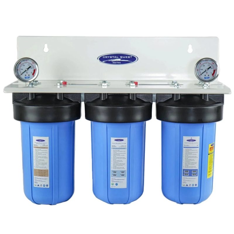 triple 1 compact whole house water filter fluoride removal 2 4 gpm 1 2 people crystal quest whole house water filters 32433624645725