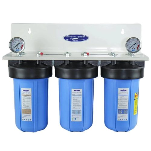 triple 1 compact whole house water filter iron manganese sulfide removal 2 4 gpm 1 2 people crystal quest whole house water filters 32433624121437