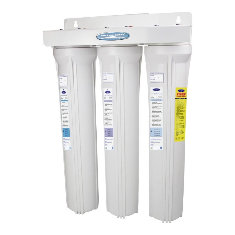 triple 1 slimline whole house water filter iron manganese sulfide removal 2 4 gpm 1 2 people crystal quest whole house water filters 16335399813213