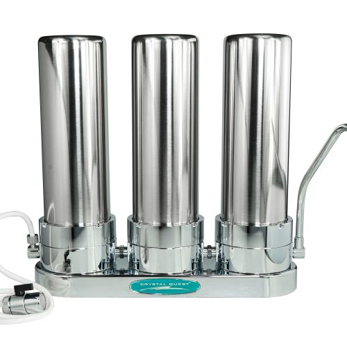 Triple / Stainless Steel Alkaline Countertop Water Filter System - Countertop Water Filters - Crystal Quest