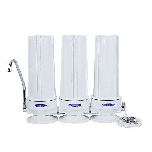 Triple / White (Polypropylene) Alkaline Countertop Water Filter System - Countertop Water Filters - Crystal Quest